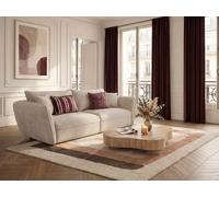 Canapé droit fixe 3 places LUIGI tissu lisse beige BOBOCHIC Beige