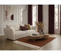 Canapé droit fixe 3 places LUIGI tissu lisse blanc BOBOCHIC Blanc