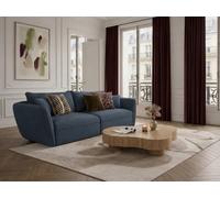 Canapé droit fixe 3 places LUIGI tissu lisse bleu BOBOCHIC Bleu