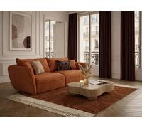 Canapé droit fixe 3 places LUIGI tissu lisse orange BOBOCHIC Orange