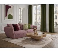 Canapé droit fixe 3 places LUIGI tissu lisse rose BOBOCHIC Rose