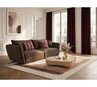 Canapé droit fixe 3 places LUIGI tissu lisse taupe BOBOCHIC Taupe
