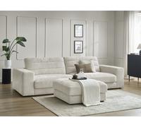 Canapé droit fixe 3 places SIERRA tissu texturé avec pouf beige BOBOCHIC Beige