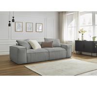 Canapé droit fixe 3 places ultra moelleux BOHEME velours côtelé gris clair BOBOCHIC Gris clair