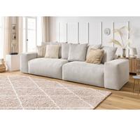 Canapé droit fixe 4 places VOLTAIRE velours côtelé beige BOBOCHIC Beige