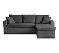 BestMobilier Canapé Cyrus 4 places avec coffre en velours côtelé gris foncé