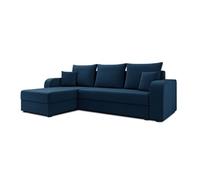 Canape droit fixe best mobilier harvey 4 places en velours bleumarine avec coffre
