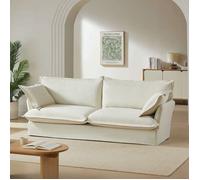 Canapé droit fixe déhoussable IROKO 3 places tissu beige