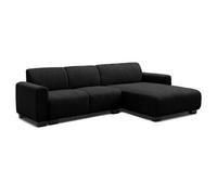 Canape droit fixe GENERIQUE grace 5 places en velours cotele noir