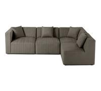 Canape droit fixe GENERIQUE lisa design 5 places en velours gris Gris G