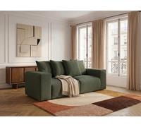 Canapé droit fixe modulable VOLTAIRE tissu chiné vert BOBOCHIC 3 places Vert