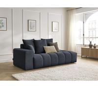 Canapé droit fixe MONT-BLANC velours bleu foncé accoudoir gauche BOBOCHIC 4 places Accoudoir gauche Bleu foncé