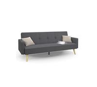 Canape droit idmarket 3 places en polyester gris 102 x 200 x 80 cm
