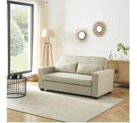 Canapé droit LENA convertible tissu grège 3 places