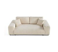 Canape droit LISA DESIGN 3 places en polyester beige 213 x 213 x 79 cm