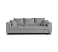 Lisa Design Canapé droit Rune 3 places Velours côtelé Gris clair