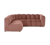 Canape droit LISA DESIGN 4 places en tissu rose 201 x 220 x 70 cm