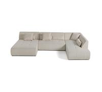 Best mobilier Canapé panoramique Onyx modulable d'angle droit 7 places velours côtelé Beige