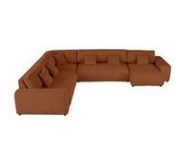 Canape droit LISA DESIGN 8 places en polyester rouge 286 x 286 x 79 cm Terracotta G