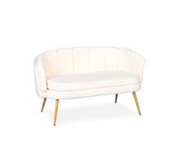 Canape droit menzzo 2 places en tissu beige 76 x 138 x 80 cm