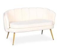 Menzzo Canapé droit 2 places – tissu bouclette Beige