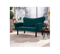 Canape droit menzzo 2 places en tissu bleu 65 x 140 x 70 cm