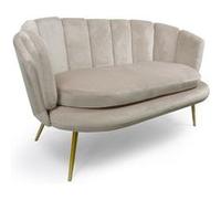 Canapé 2 places arrondi velours taupe pieds or Taupe