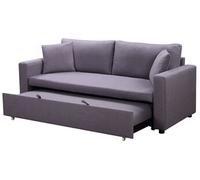 Canape droit menzzo 3 places en tissu gris 84 x 194 x 86 cm