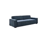 Canape droit menzzo 3 places en velours bleu 94 x 230 x 75 cm