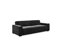 Canape droit menzzo 3 places en velours noir 94 x 230 x 75 cm