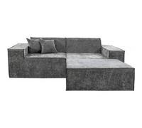 Canapé droit modulable avec ottoman en tissu texturé "Lusso" - 3 places - Gris 3