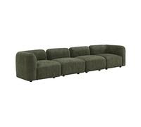 Canapé droit modulable DANEPI 5 places en tissu bouclette vert