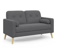 Canapé droit scandinave 2 places CLAIRE en tissu gris anthracite