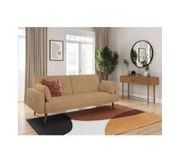 Canapé droit scandinave ELGA convertible 3 places en velours côtelé - Taupe - L205 x P85 x H87cm - LOUNGITUDE
