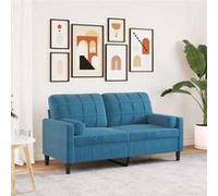 vidaXL Canapé 2 places avec oreillers décoratifs bleu 140 cm velours
