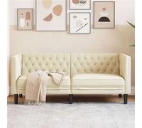 vidaXL Canapé Chesterfield 2 places crème similicuir
