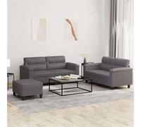 vidaXL Ensemble de canapés 3 pcs en simili-cuir avec coussins Gris