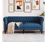 vidaXL Canapé Chesterfield 2 places en tissu bleu 74.5 x 182.5 x 74.5 cm