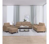 vidaXL Ensemble de canapés 4 pcs avec coussins Cappuccino Similicuir