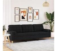 vidaXL Canapé droit 3 places en polyester – Noir