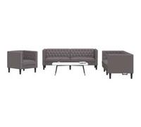 Vidaxl Canapé 3 places Chesterfield - Similicuir gris