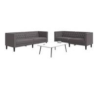 Canape droit 3 places en simili-cuir gris 74.5 x 174 x 70.5 cm