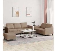 Vidaxl Ensemble De Canapés 3 Pcs Avec Coussins Cappuccino Similicuir