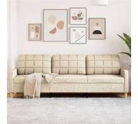 vidaXL Canapé à 3 places en tissu Crème