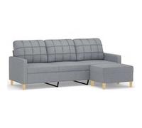 vidaXL Canapé à 3 Places avec Repose-Pieds Gris Clair 180 cm Tissu, canapé, canapé avec Repose-Pieds, canapé Trois Places, canapé 3 Places, Fauteuil