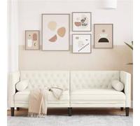 Canape droit vidaxl 3 places en velours beige 74.5 x 194 x 70.5 cm beige G