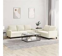 vidaXL Ensemble de canapés 2 pcs – Moderne, velours, avec coussins et accoudoirs – Crème
