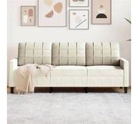 vidaXL Canapé 3 places velours crème 180 cm