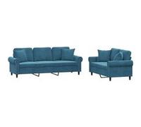 vidaXL Canapés 2 pcs Velours Bleu