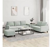vidaXL Ensemble de canapés 3 pcs avec coussins Velours Gris clair